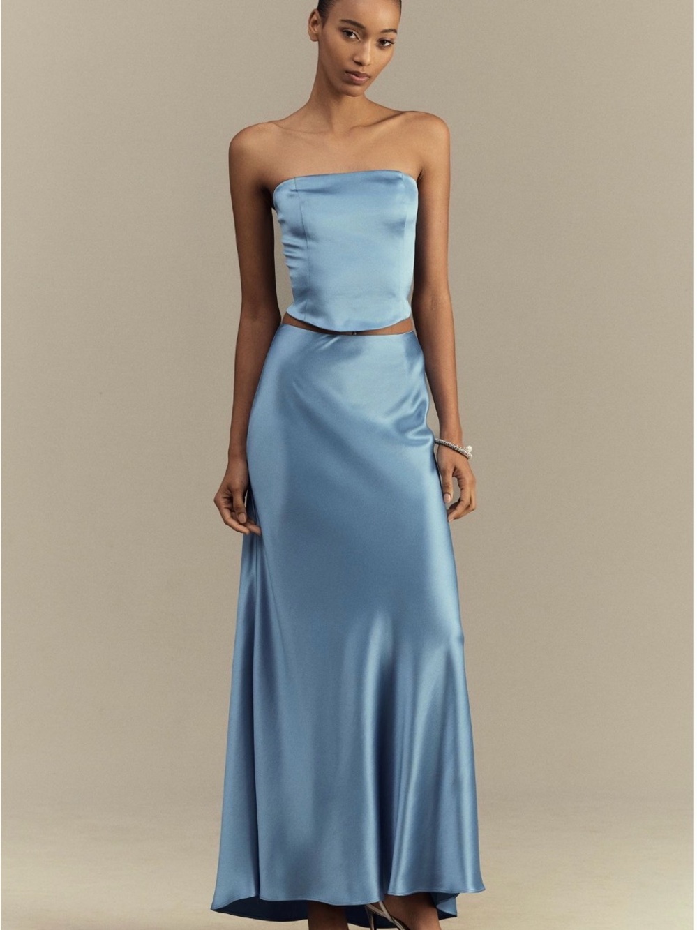Mare Mare Evie Strapless Satin Set | Top & Elegant Skirt Set from Anthropologie